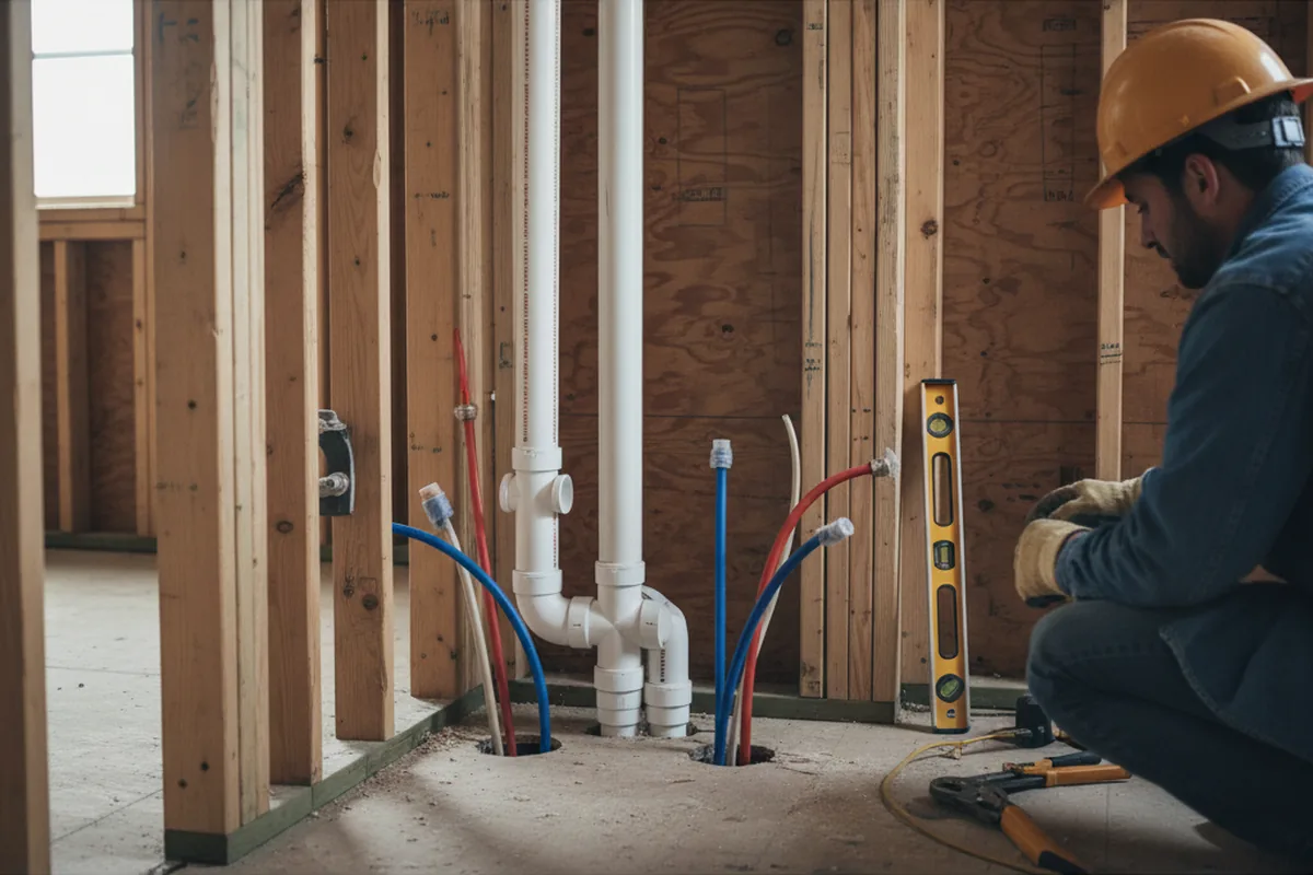 Drain and supply rough-in during Sump Pump Repair in Pegram